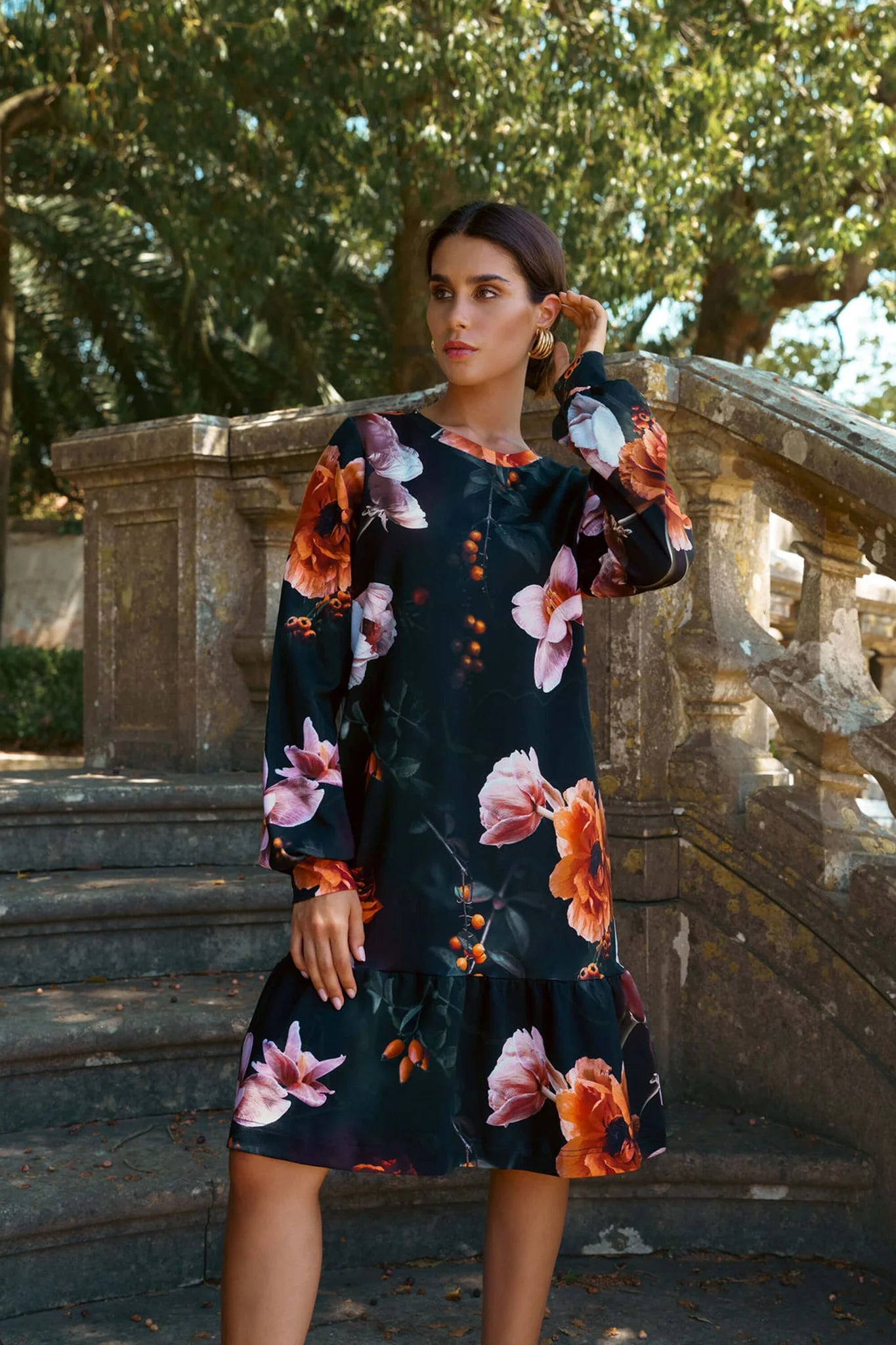 Poppy Dress - Copper Flower