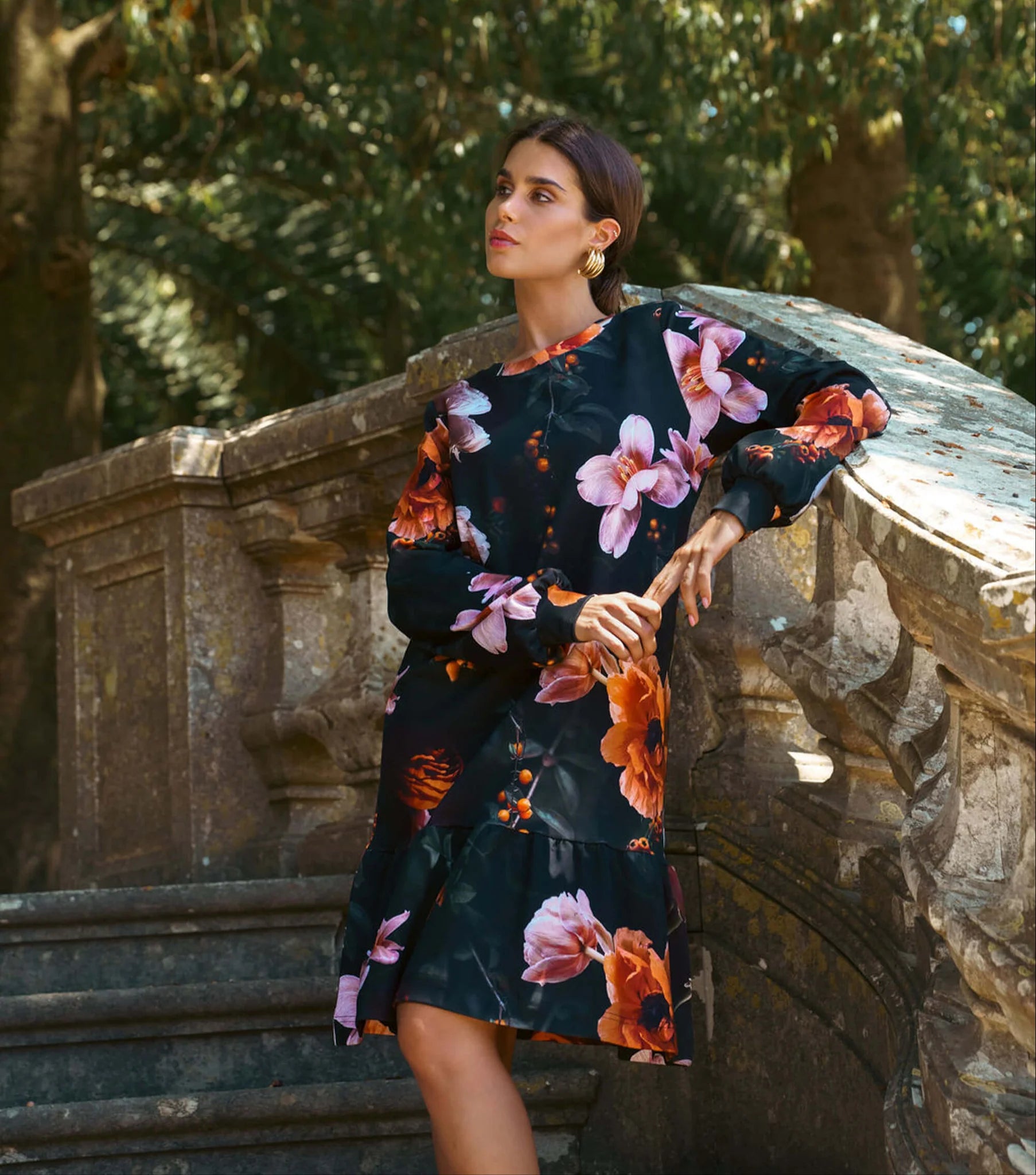 Poppy Dress - Copper Flower