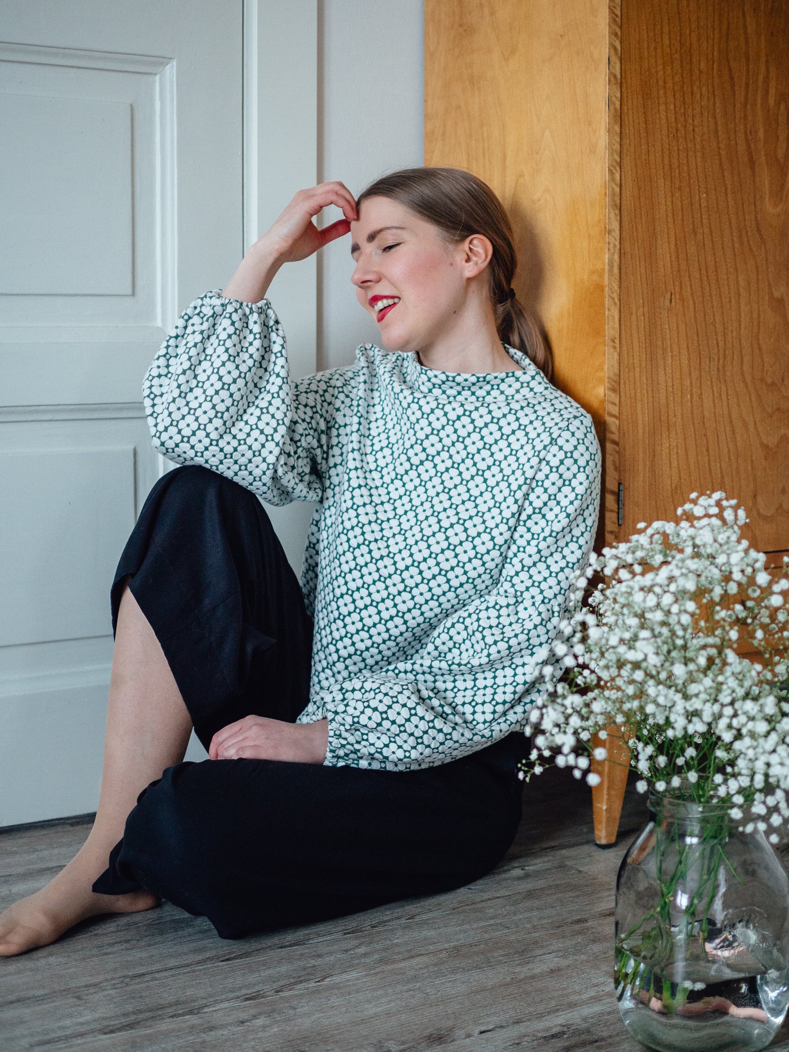 Talvikki Puuvillapaita - Apila Valko