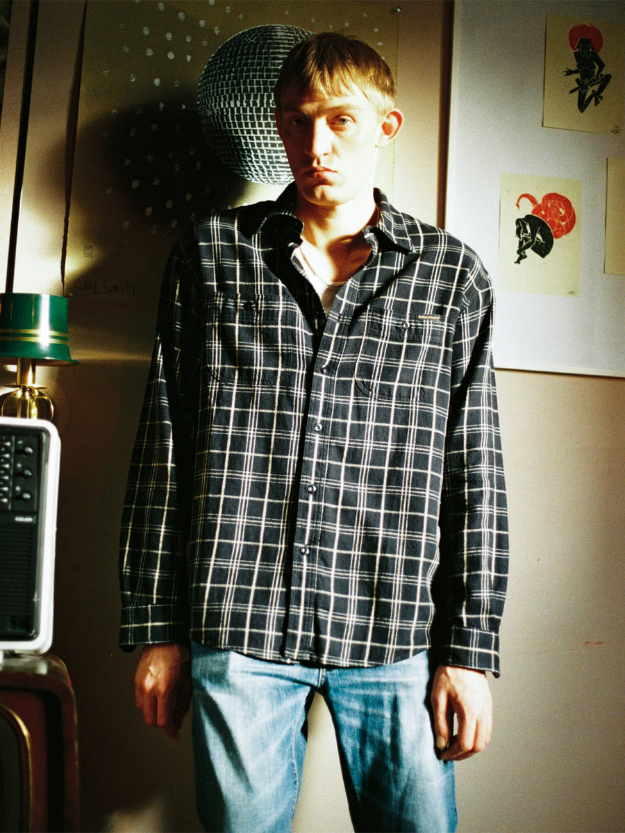 Julian Worker Shirt Checked - Black