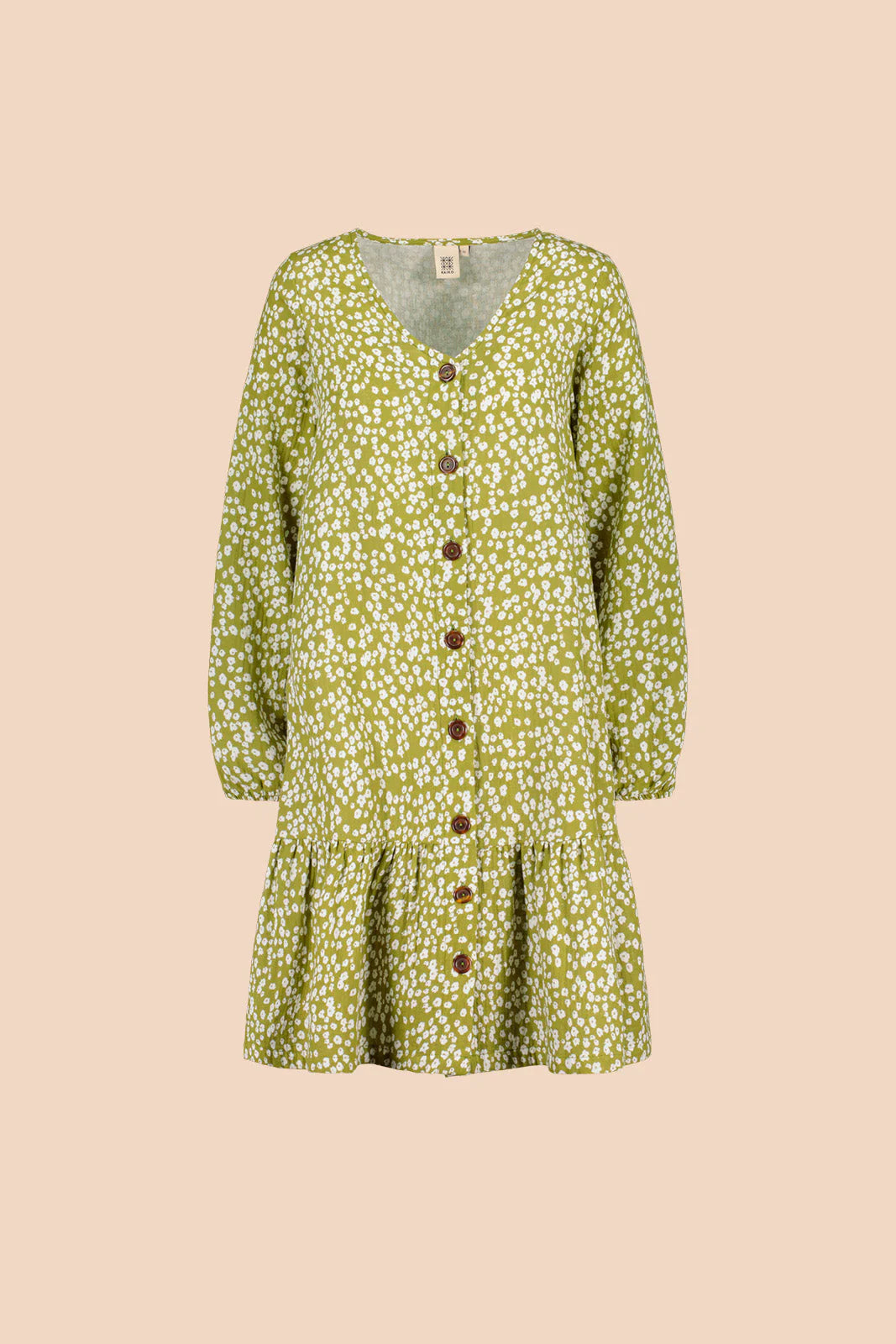 Ruffle Button Dress - Flora Olive