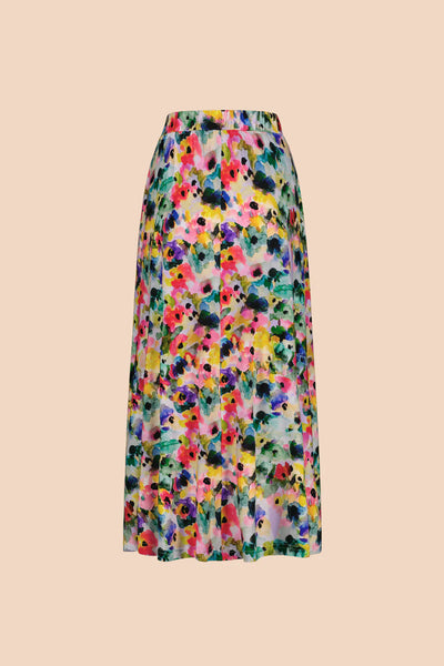 Soft Midi Skirt - Aquarelle Bloom