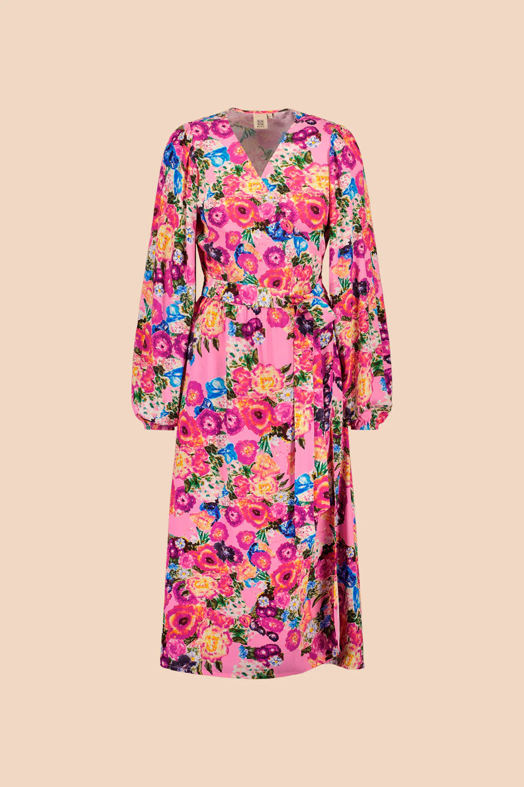 Wrap Midi Dress - Pink Marigold