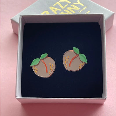 Peach Mini Studs - Gold Mirror