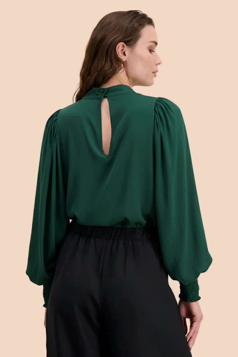 Puff Blouse - Dark Green