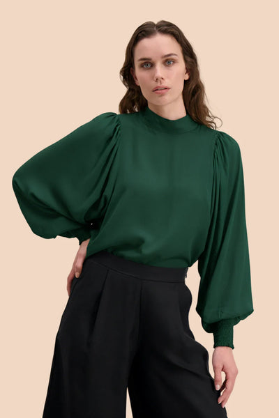 Puff Blouse - Dark Green