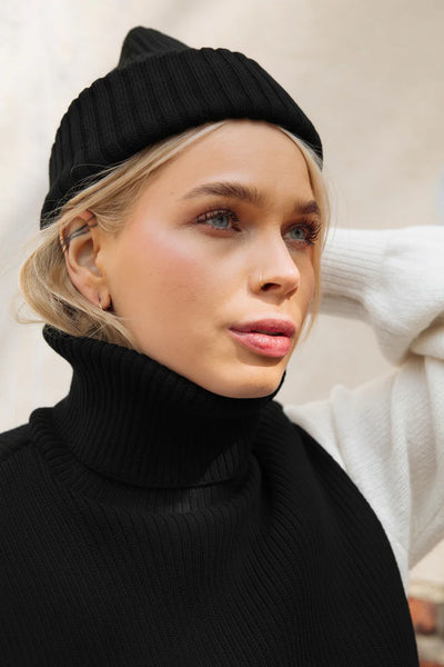Rib Beanie - Black