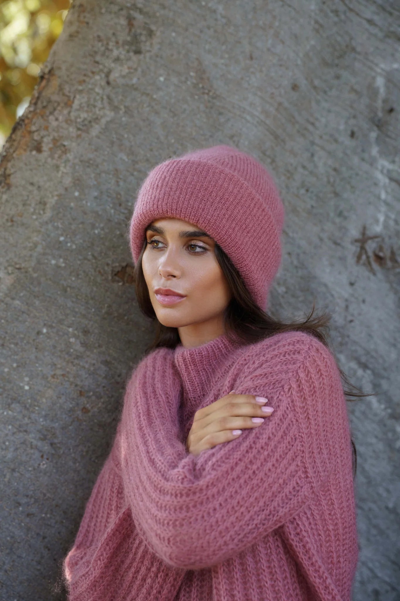 Mohair Beanie - Powder Pink