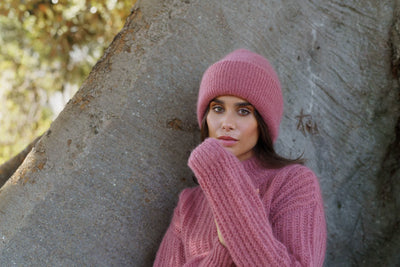 Mohair Beanie - Powder Pink
