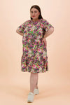 Ruffle T-shirt Dress - Blooming Forest Bright