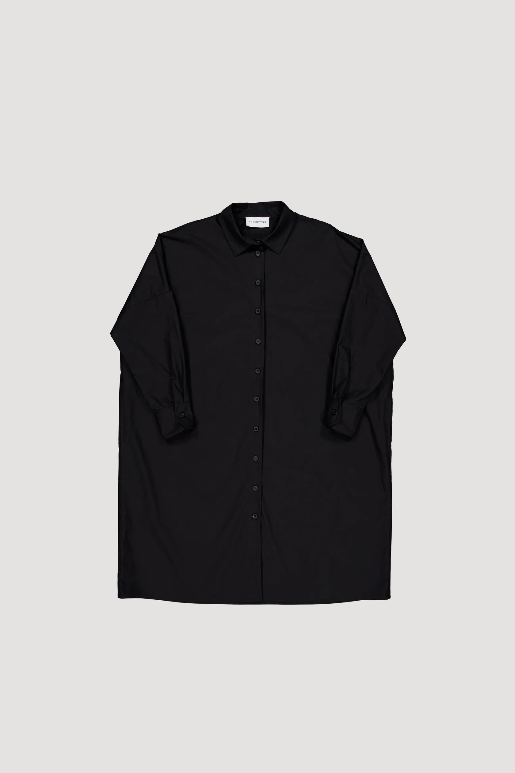Relaxed Shirt Dress - Black