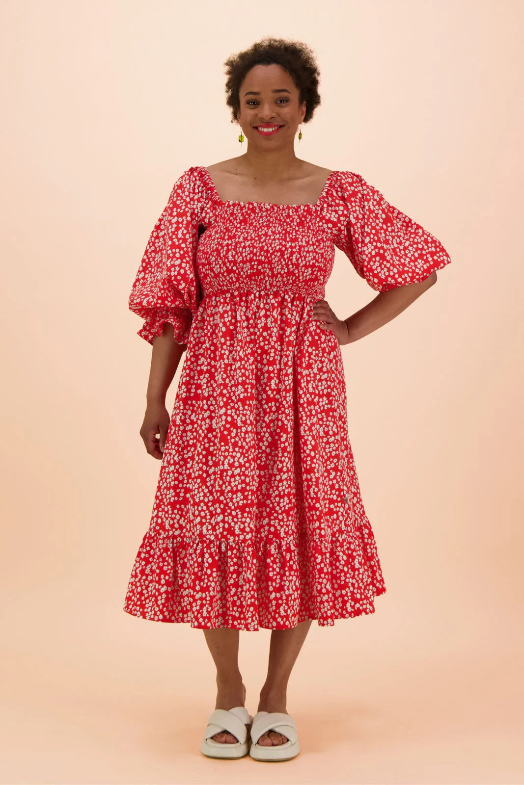 Smock Dress - Flora Red
