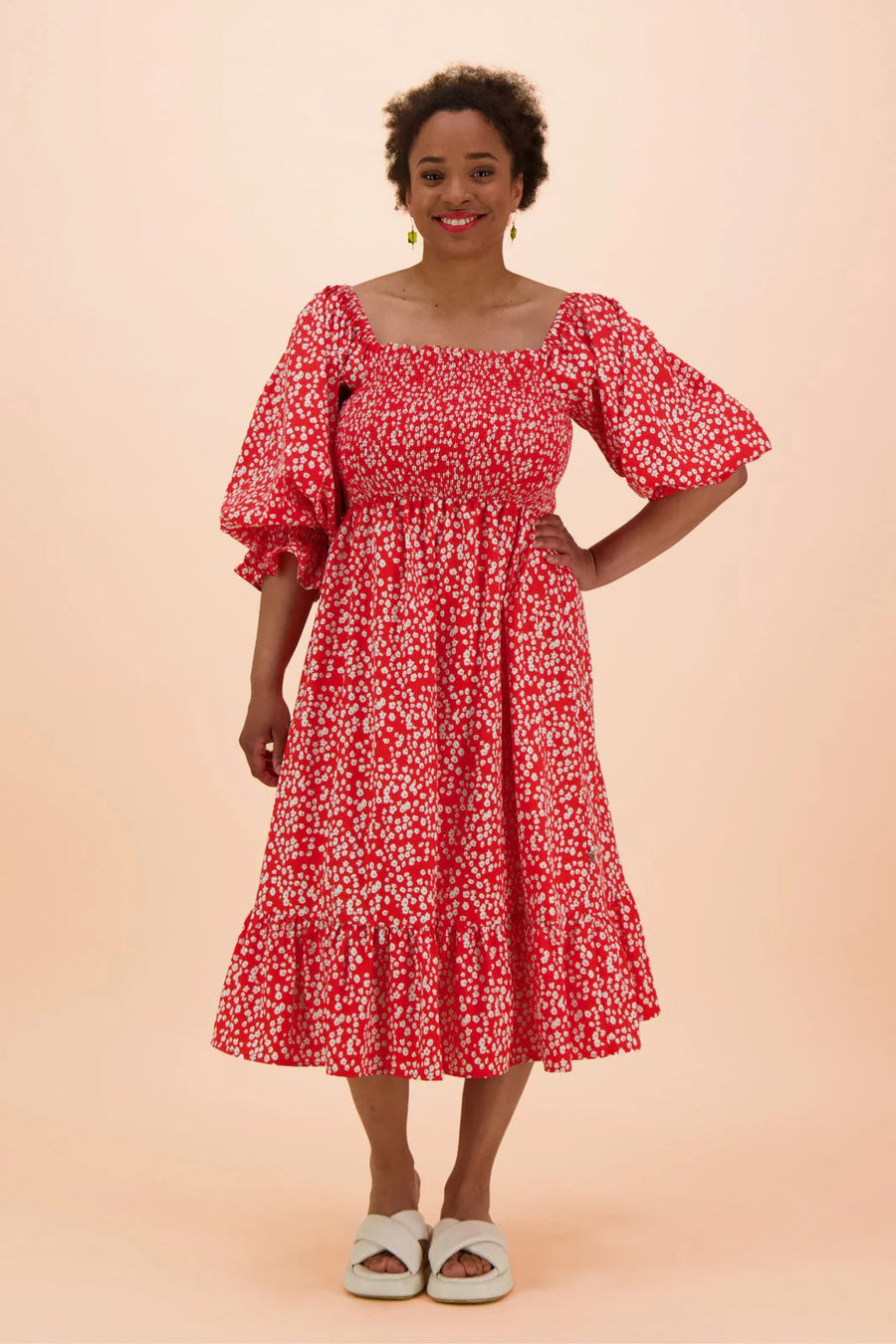 Smock Dress - Flora Red
