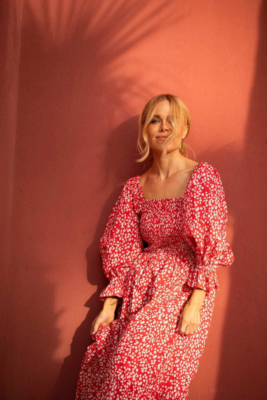 Smock Dress - Flora Red