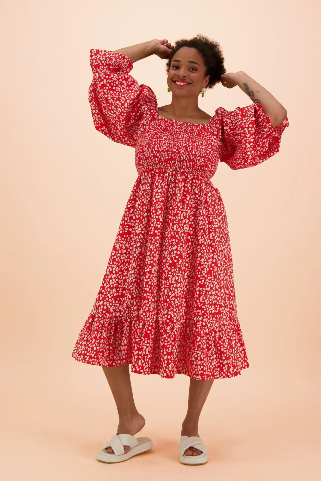 Smock Dress - Flora Red