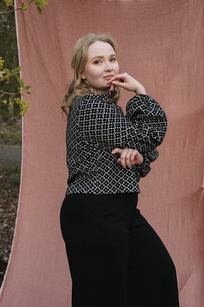 Talvikki Puuvillapaita - Apila Mustavalkoinen