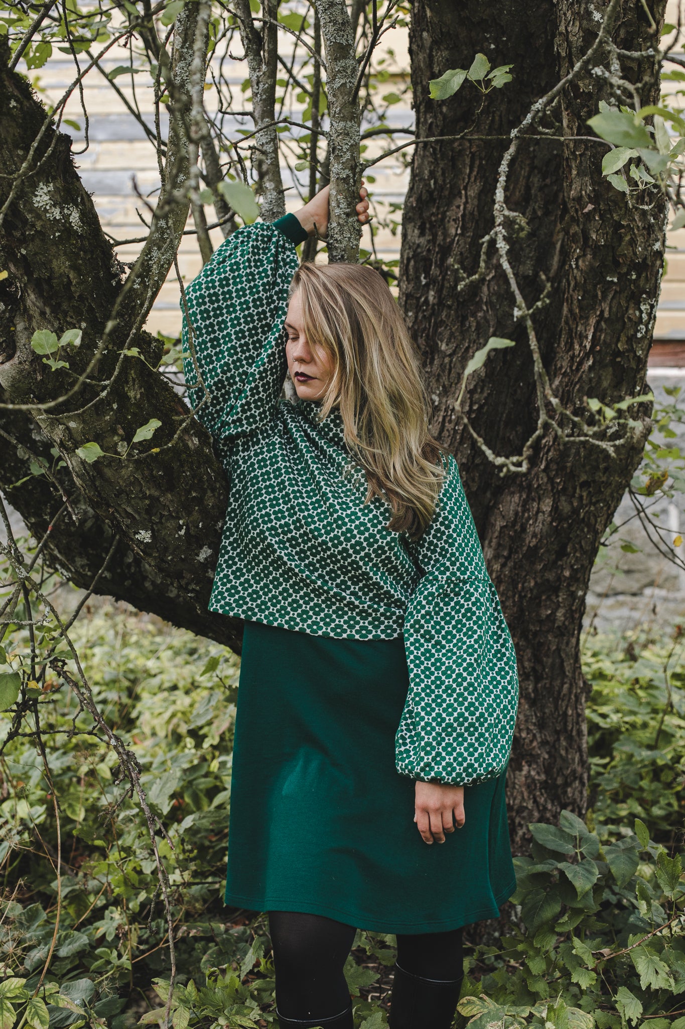 Talvikki Puuvillapaita - Apila Vihreä-valkoinen