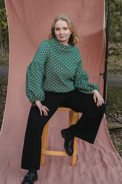 Talvikki Puuvillapaita - Apila Vihreä-valkoinen