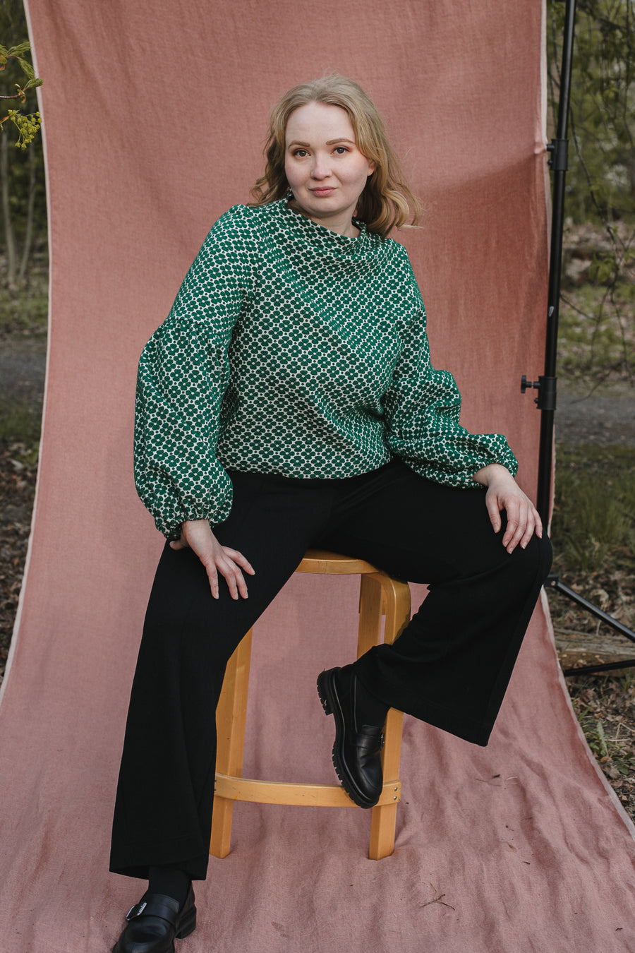 Talvikki Puuvillapaita - Apila Vihreä-valkoinen