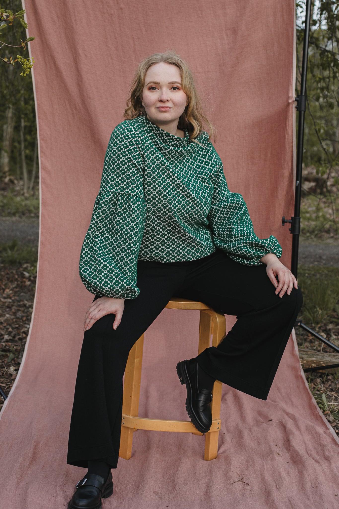 Talvikki Puuvillapaita - Apila Vihreä-valkoinen