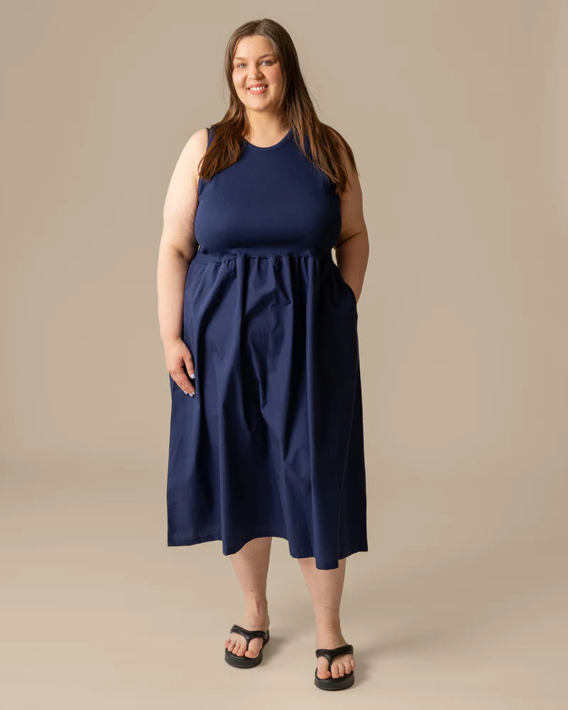 Toppimekko Popliini - Tummansininen