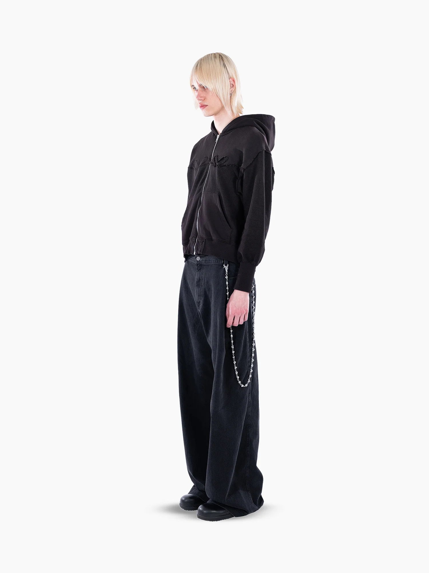 Distressed Hoodie Black