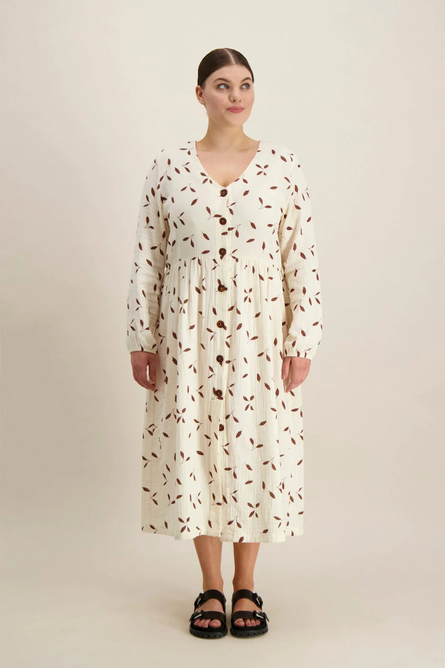 Wind Button Dress - Sand
