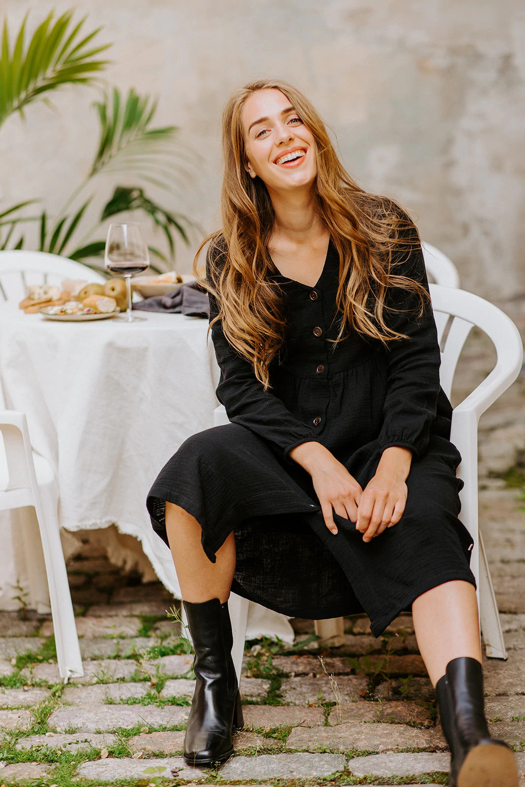 Button Dress - Black