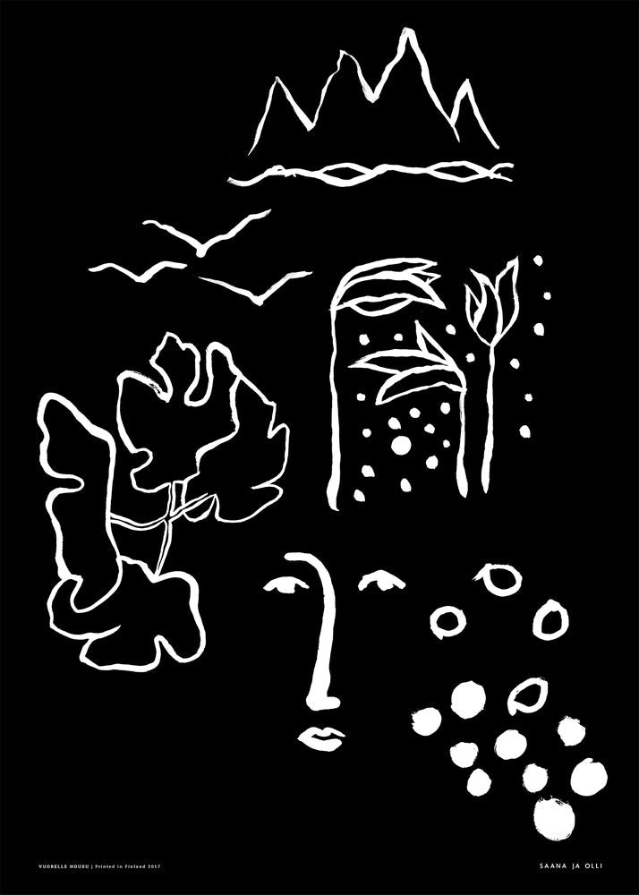Vuorelle Nousu - juliste Musta