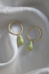 Pear Hoops - Light Green Gold Plated