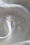 Pear Hoops - Beige Gold Plated