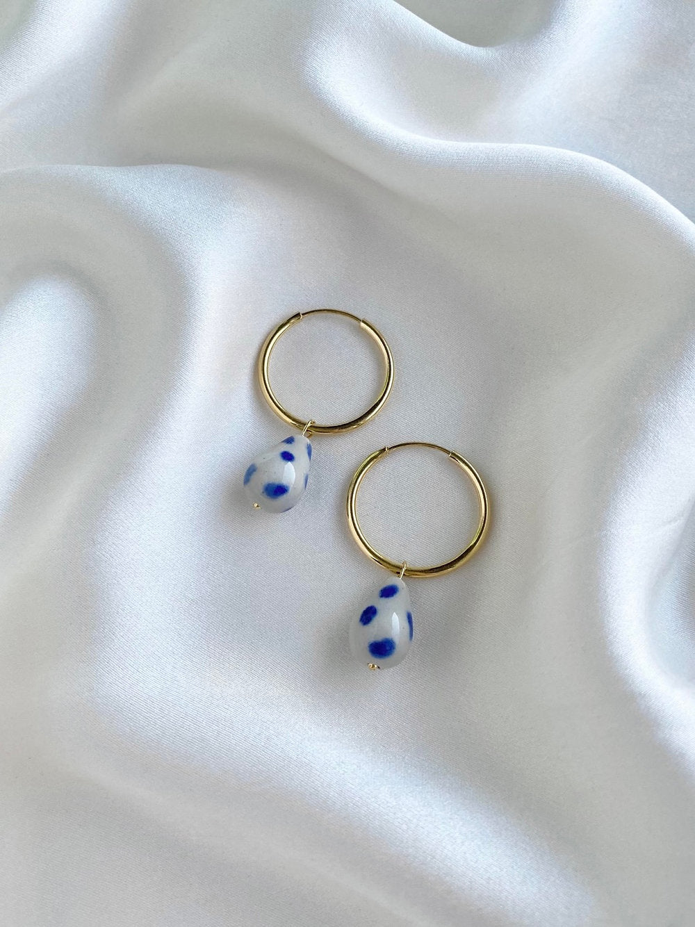 Pear Hoops - Speckled Gold Plated