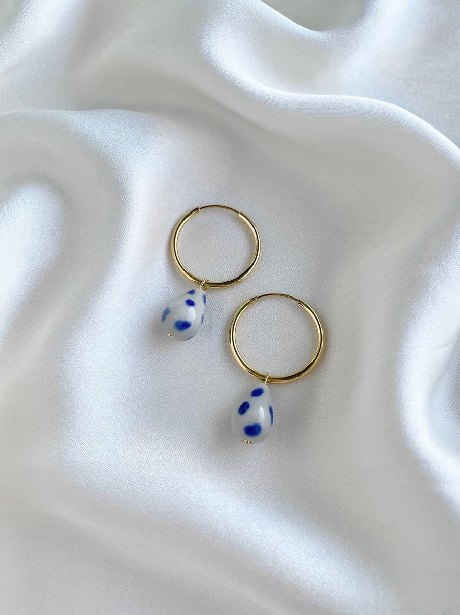 Pear Hoops - Speckled Gold Plated
