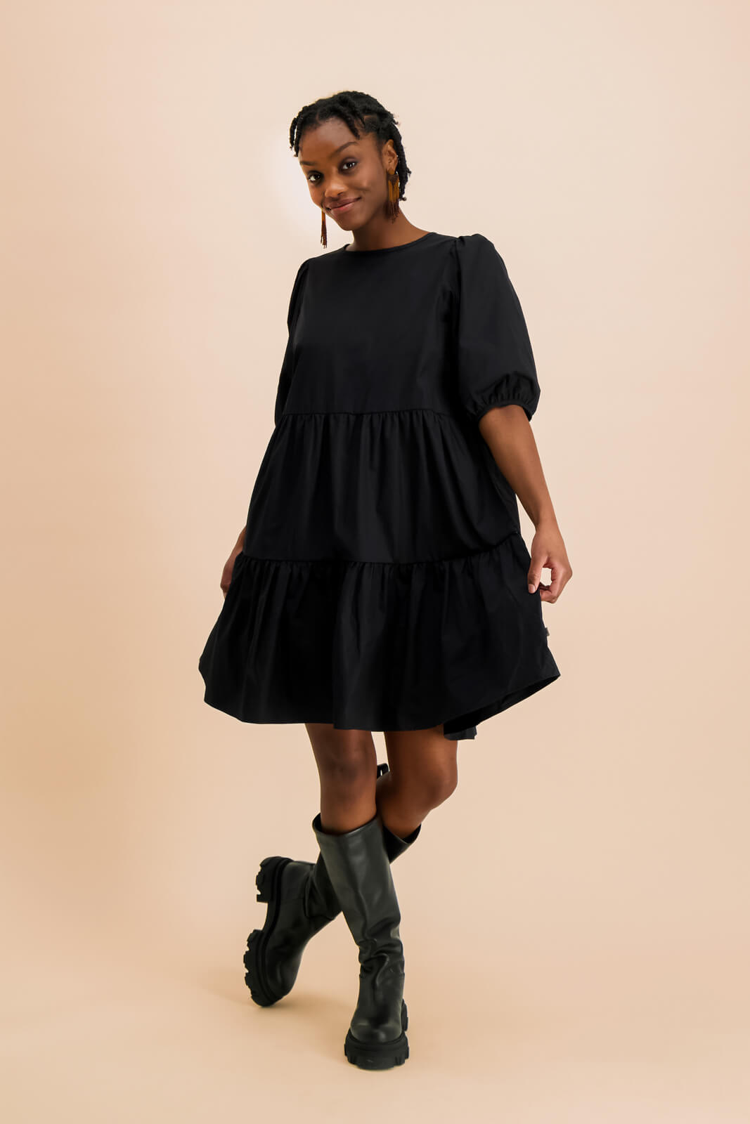 Tiered Mini Dress - Black