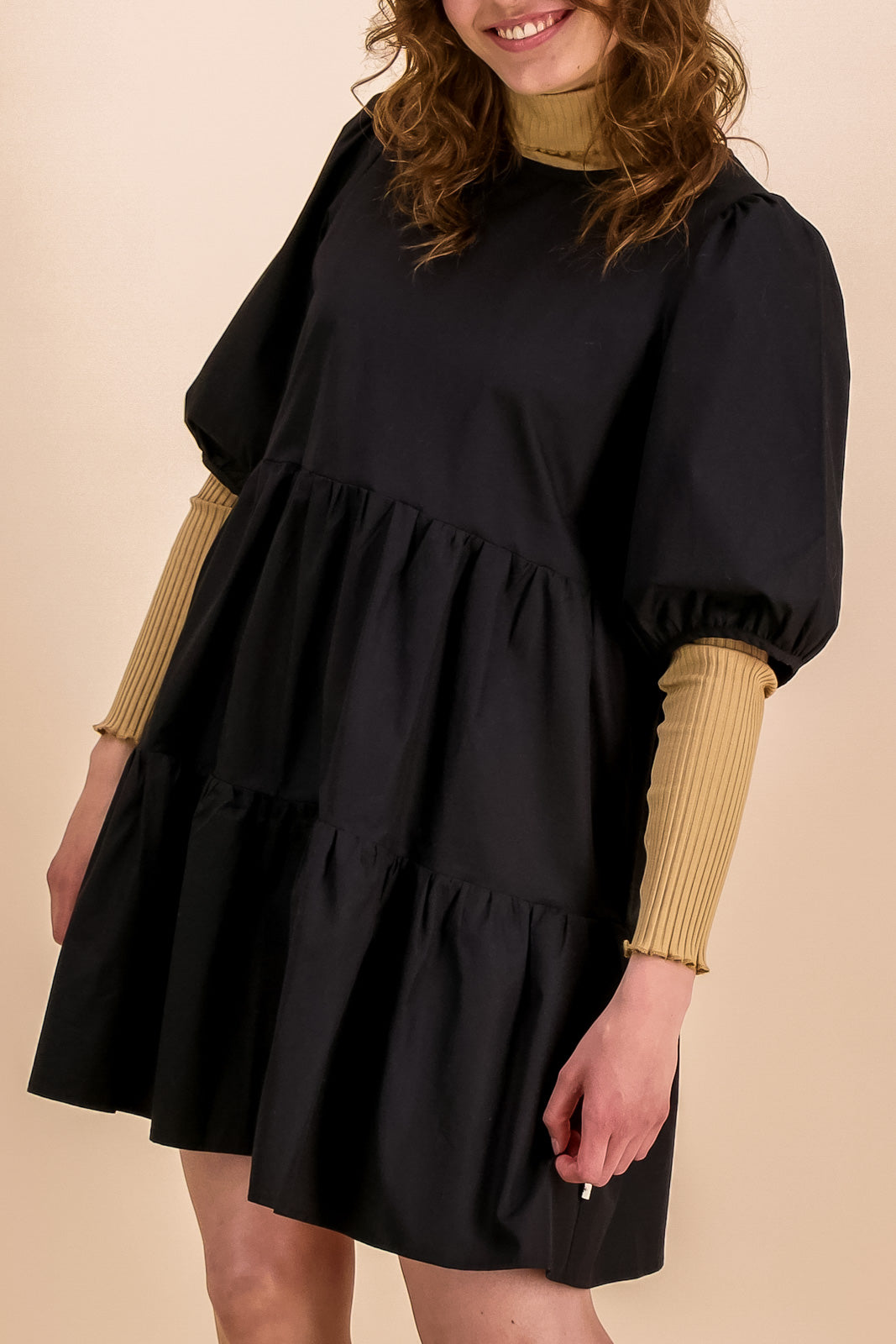 Tiered Mini Dress - Black