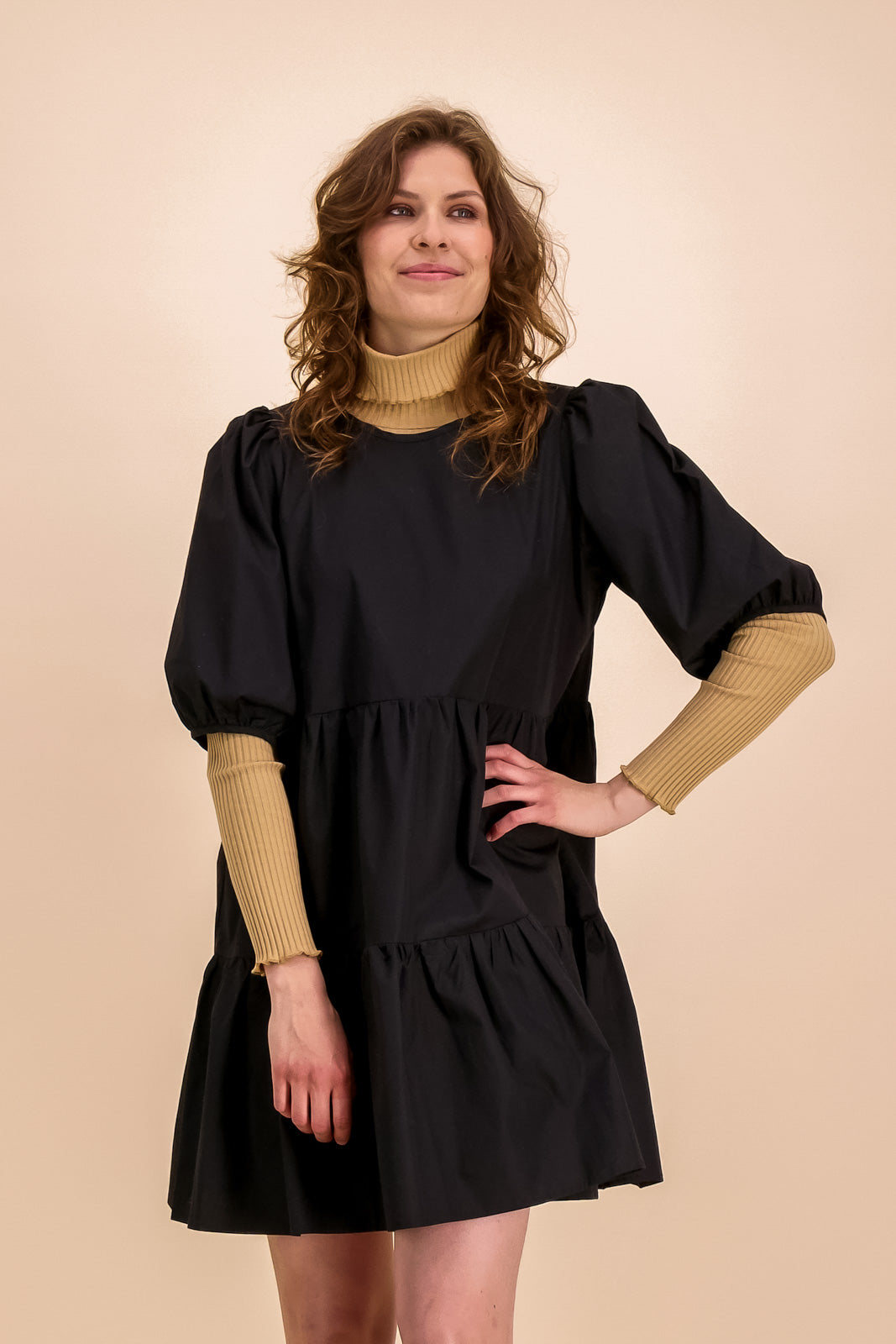 Tiered Mini Dress - Black