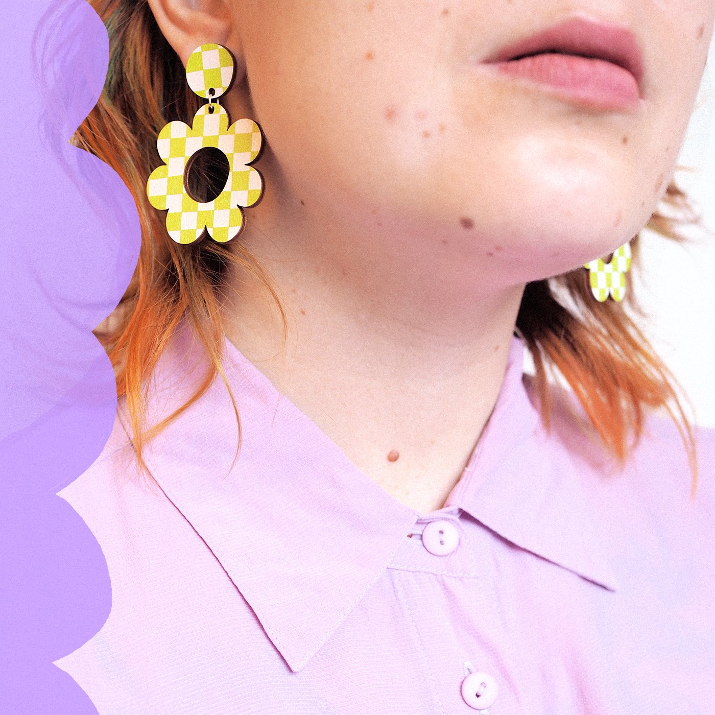 Picnic Flower korvakorut - Musta-valko