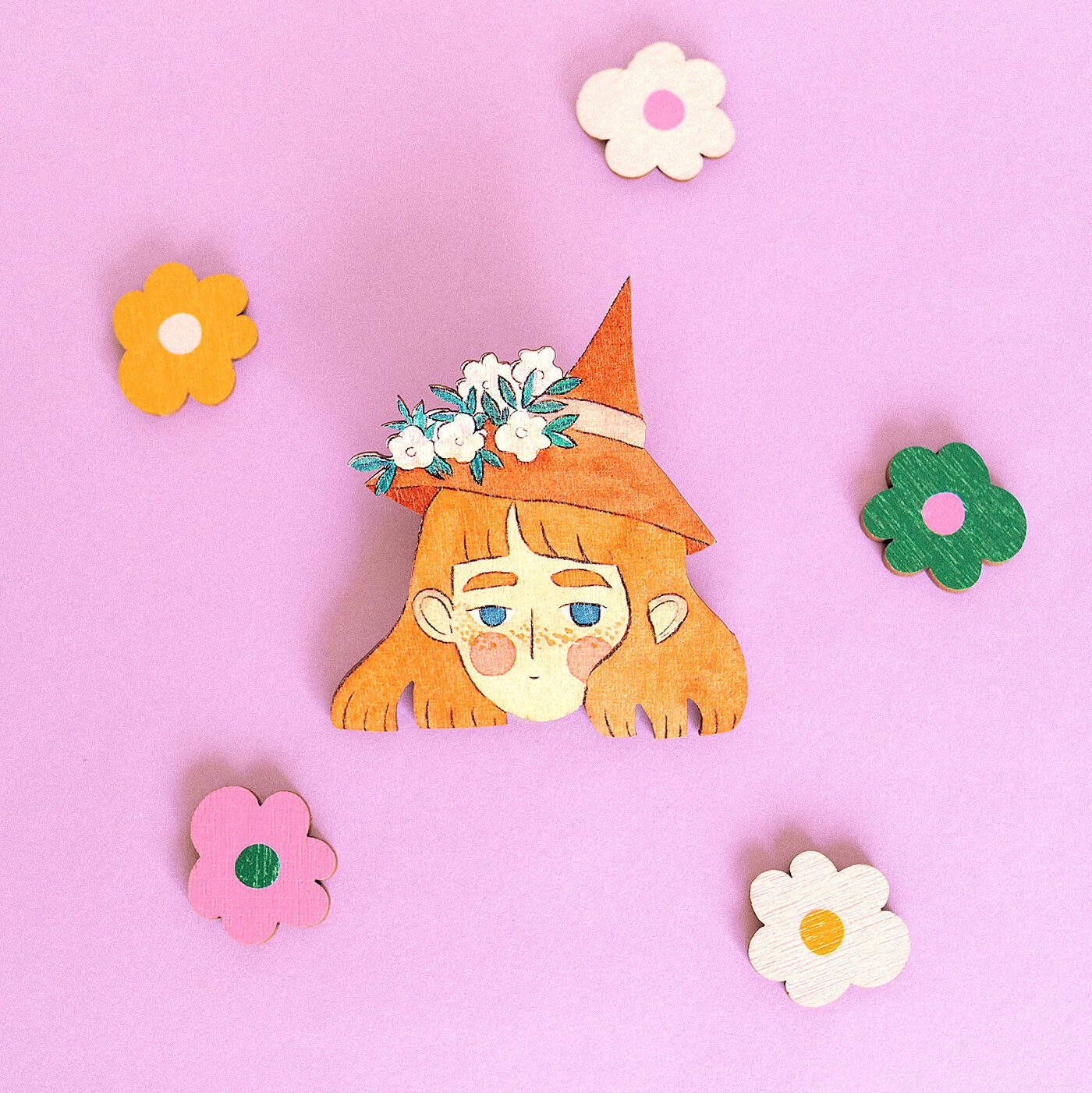 Watercolor Witch Head - pinssi