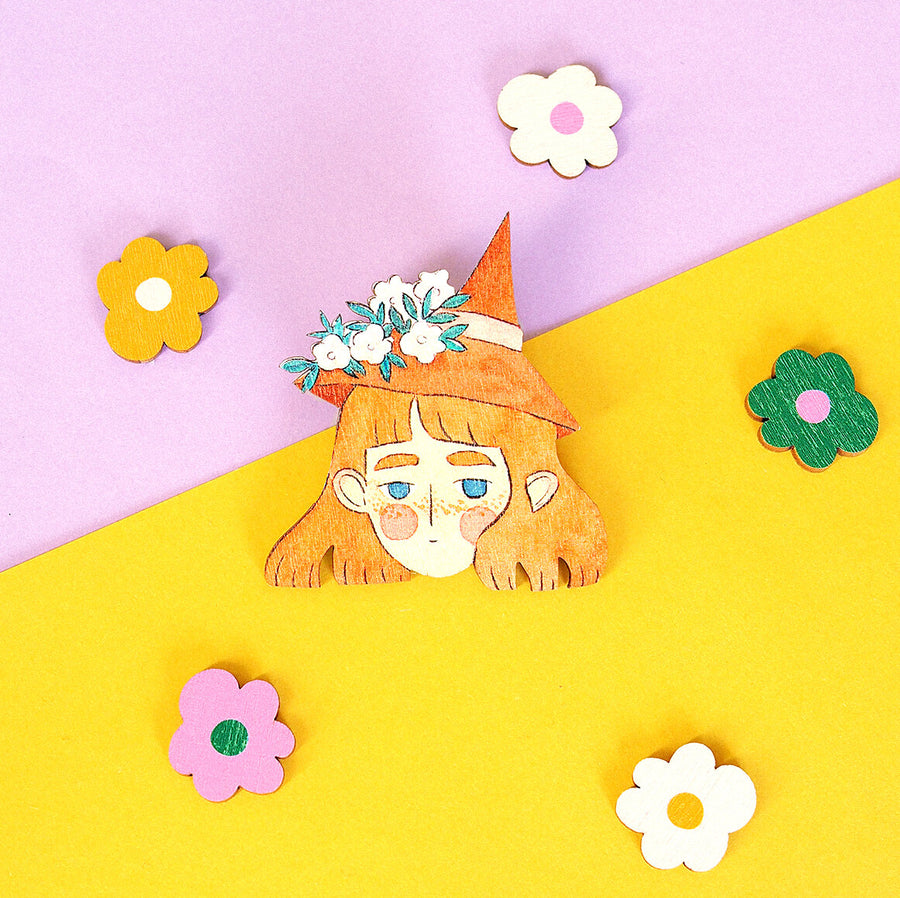 Watercolor Witch Head - pinssi