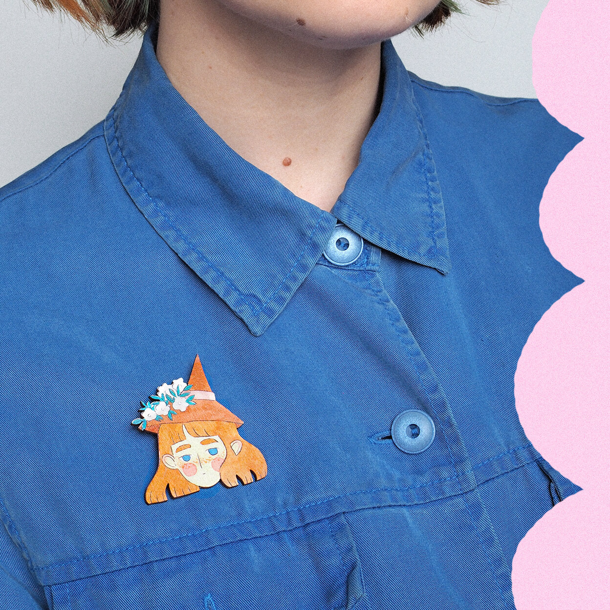 Watercolor Witch Head - pinssi